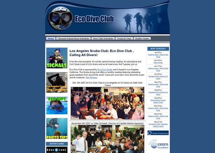 eco inc solutions design Dive Scuba Club Website. La dive meetings. and club trips of Posting